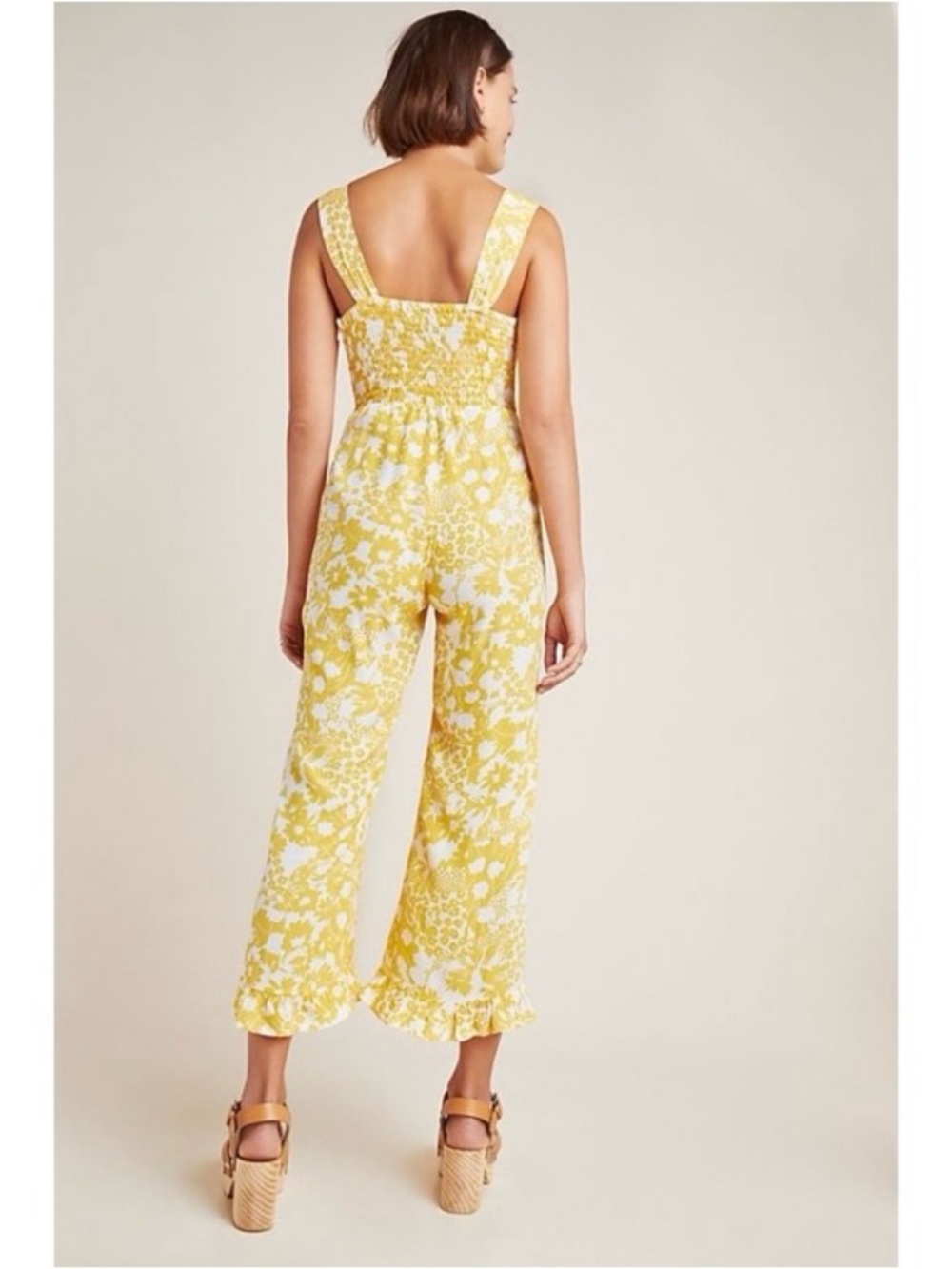 Faithfull the Brand Size 4 Kabash Jumpsuit Romper Yellow Floral Print Ruffle - Picture 4 of 13